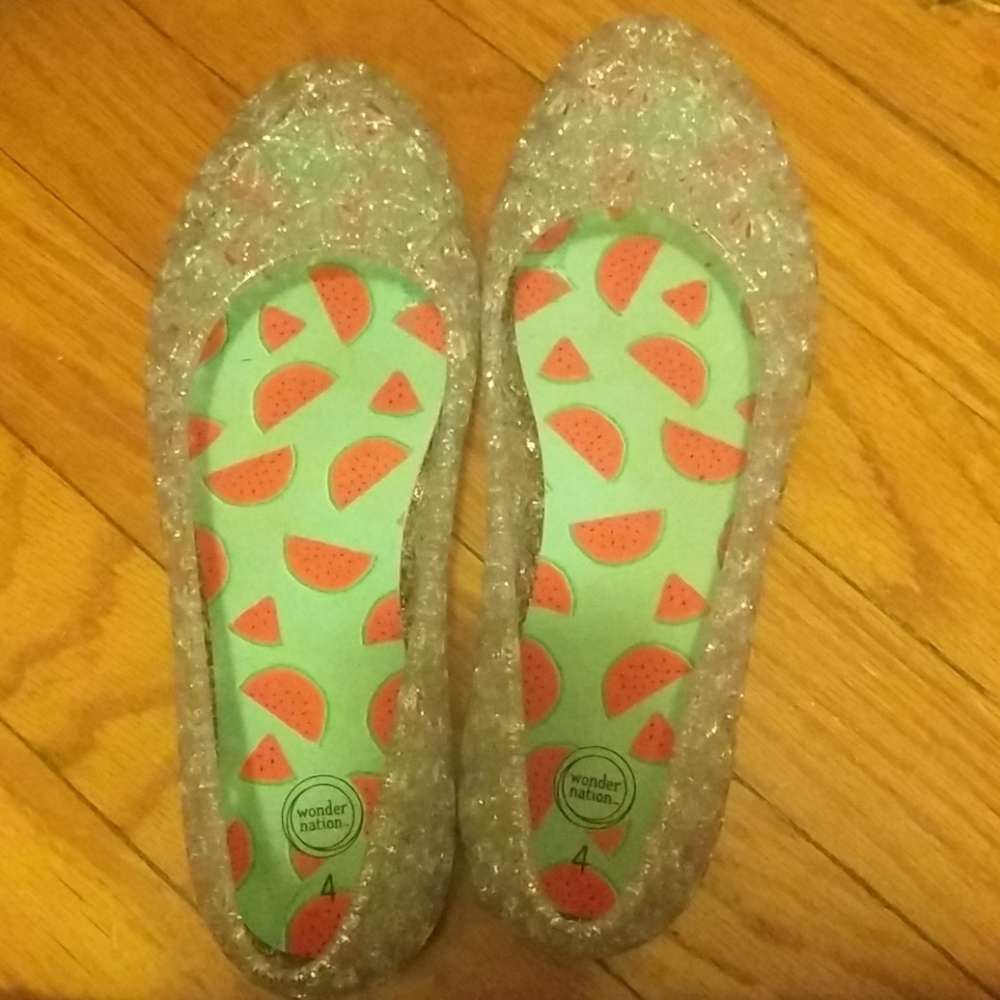 Glitter Jelly flats silver